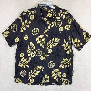 VTG Club California Hawaiian Shirt Mens M Gray Floral Loop Collar Rayon USA